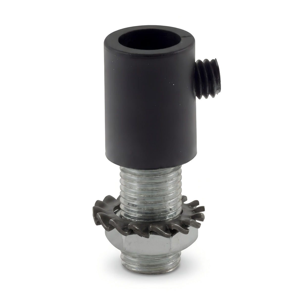 Serracavo cilindrico in plastica, tubo filettato M10x1 — Nero