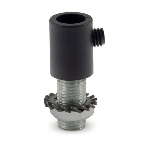 Serracavo cilindrico in plastica, tubo filettato M10x1 — Nero