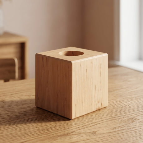 Base per lampada a cubo in ontano per portalampada E27