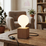 Base per lampada a cubo in ontano per portalampada E27
