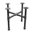 Basamento per tavolino industriale in ghisa, gambe a croce, 38 × 38 cm, altezza 32 cm, vista di tre quarti