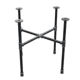 Basamento per tavolino industriale in ghisa, gambe a croce, 58 × 58 cm, altezza 52 cm, vista di tre quarti