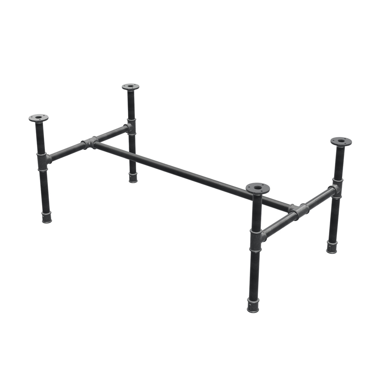 Base per tavolino industriale in ghisa, struttura a H, 101 × 55 cm, altezza 42 cm, vista di tre quarti