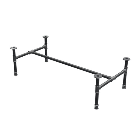Base per tavolino industriale in ghisa, struttura a H, 111 × 55 cm, altezza 32 cm, vista di tre quarti
