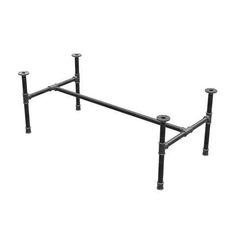 Base per tavolino industriale in ghisa, struttura a H, 111 × 55 cm, altezza 42 cm, vista di tre quarti