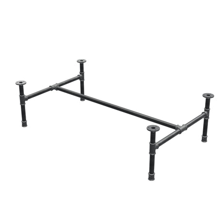 Base per tavolino industriale in ghisa, struttura a H, 111 × 65 cm, altezza 32 cm, vista di tre quarti