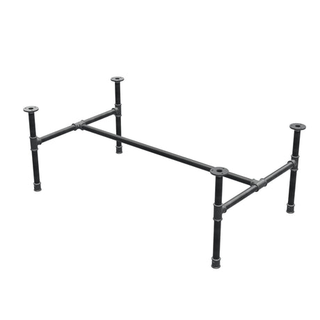 Base per tavolino industriale in ghisa, struttura a H, 111 × 65 cm, altezza 42 cm, vista di tre quarti