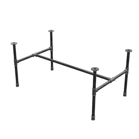 Base per tavolino industriale in ghisa, struttura a H, 111 × 65 cm, altezza 52 cm, vista di tre quarti