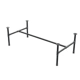 Base per tavolino industriale in ghisa, struttura a H, 131 × 65 cm, altezza 42 cm, vista di tre quarti
