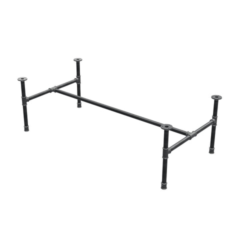 Base per tavolino industriale in ghisa, struttura a H, 131 × 65 cm, altezza 42 cm, vista di tre quarti