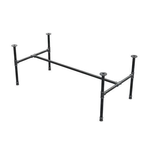 Base per tavolino industriale in ghisa, struttura a H, 131 × 65 cm, altezza 52 cm, vista di tre quarti