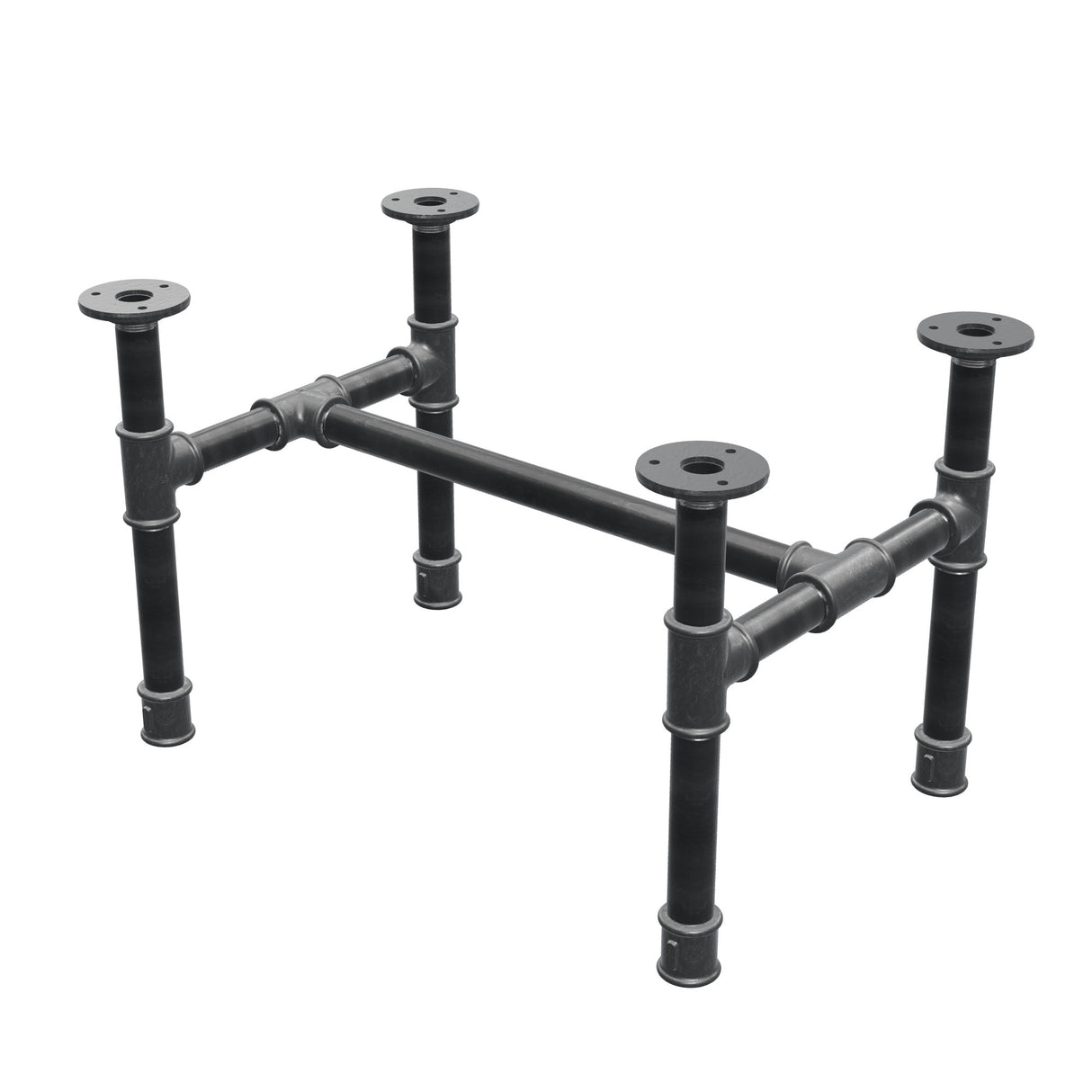 Base per tavolino industriale in ghisa, struttura a H, 51 × 35 cm, altezza 32 cm, vista di tre quarti