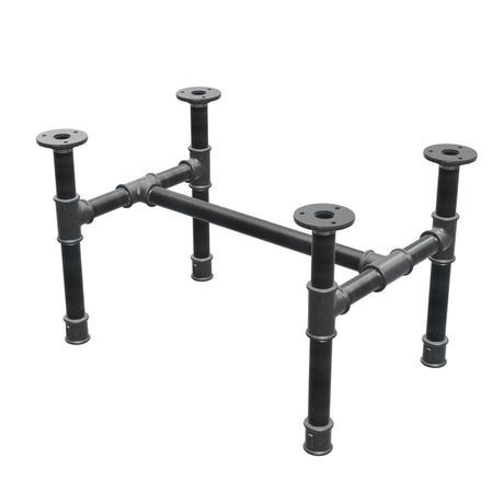 Base per tavolino industriale in ghisa, struttura a H, 51 × 35 cm, altezza 32 cm, vista di tre quarti