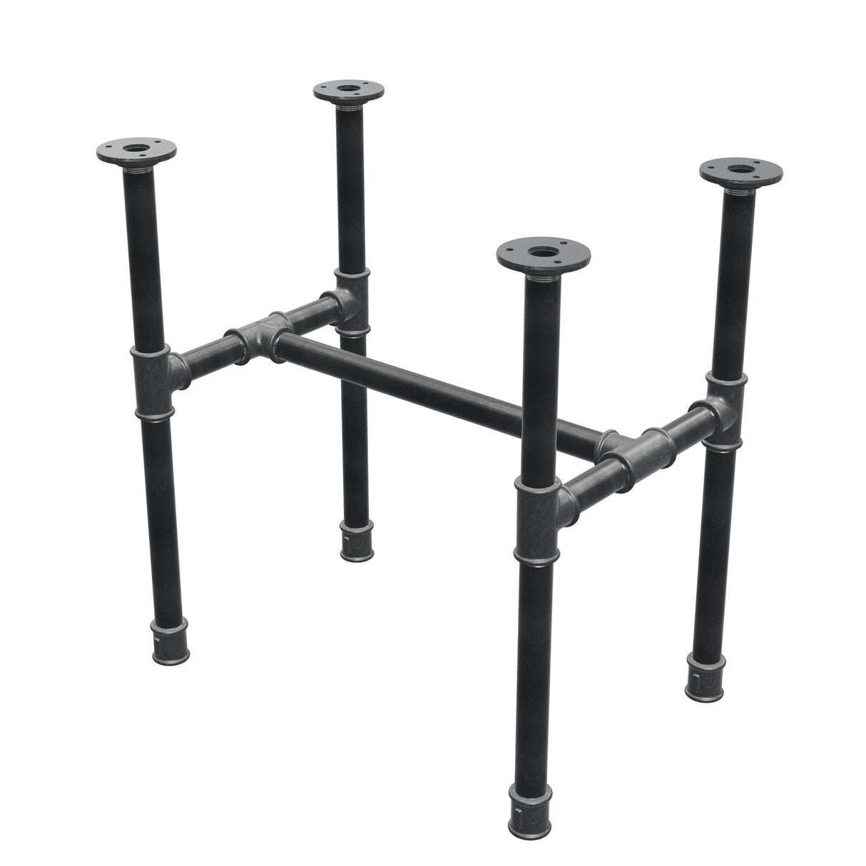 Base per tavolino industriale in ghisa, struttura a H, 51 × 35 cm, altezza 52 cm, vista di tre quarti