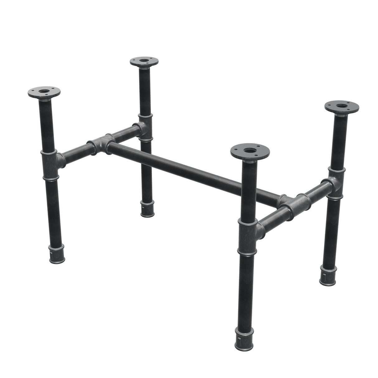 Base per tavolino industriale in ghisa, struttura a H, 61 × 39 cm, altezza 42 cm, vista di tre quarti