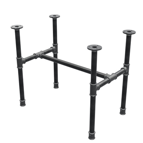 Base per tavolino industriale in ghisa, struttura a H, 61 × 39 cm, altezza 52 cm, vista di tre quarti