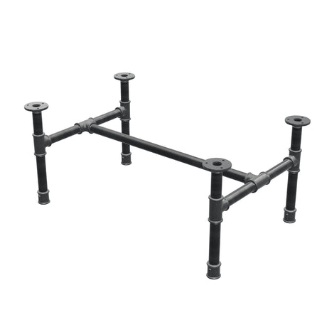 Base per tavolino industriale in ghisa, struttura a H, 71 × 45 cm, altezza 32 cm, vista di tre quarti
