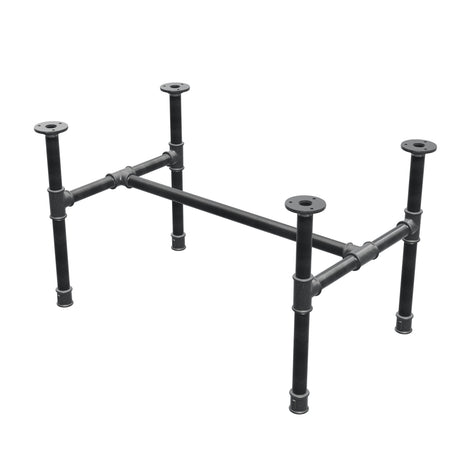 Base per tavolino industriale in ghisa, struttura a H, 71 × 45 cm, altezza 42 cm, vista di tre quarti
