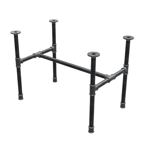 Base per tavolino industriale in ghisa, struttura a H, 71 × 45 cm, altezza 52 cm, vista di tre quarti