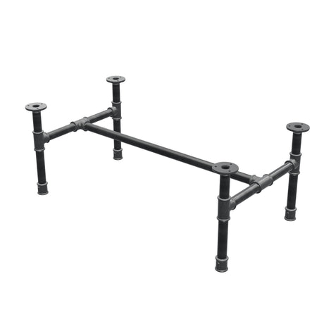 Base per tavolino industriale in ghisa, struttura a H, 81 × 45 cm, altezza 32 cm, vista di tre quarti