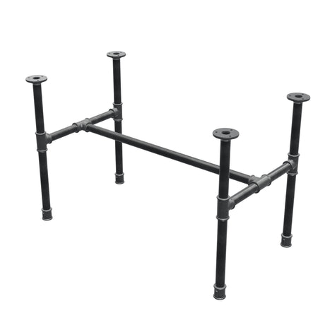 Base per tavolino industriale in ghisa, struttura a H, 81 × 45 cm, altezza 52 cm, vista di tre quarti