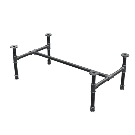 Base per tavolino industriale in ghisa, struttura a H, 91 × 51 cm, altezza 32 cm, vista di tre quarti