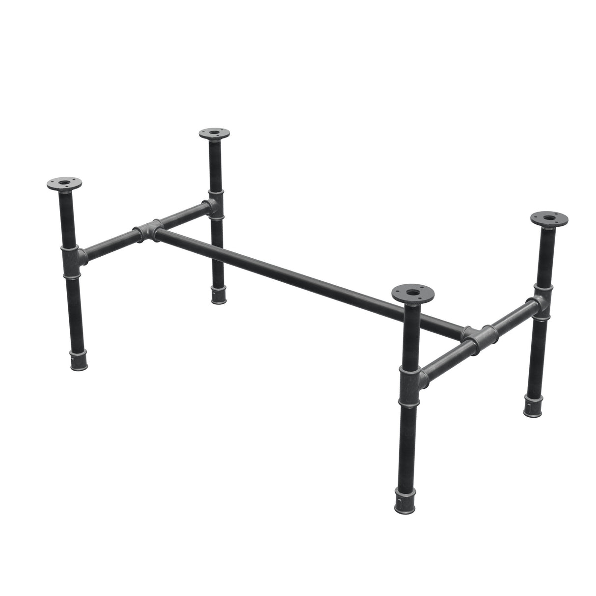 Base per tavolino industriale in ghisa, struttura a H, 91 × 51 cm, altezza 42 cm, vista di tre quarti