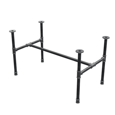 Base per tavolino industriale in ghisa, struttura a H, 91 × 51 cm, altezza 52 cm, vista di tre quarti