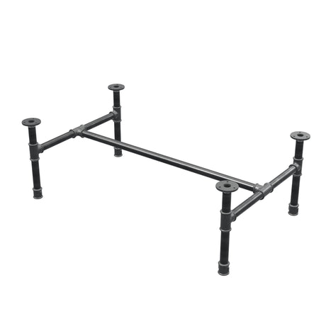 Base per tavolino industriale in ghisa, struttura a H, 91 × 55 cm, altezza 32 cm, vista di tre quarti