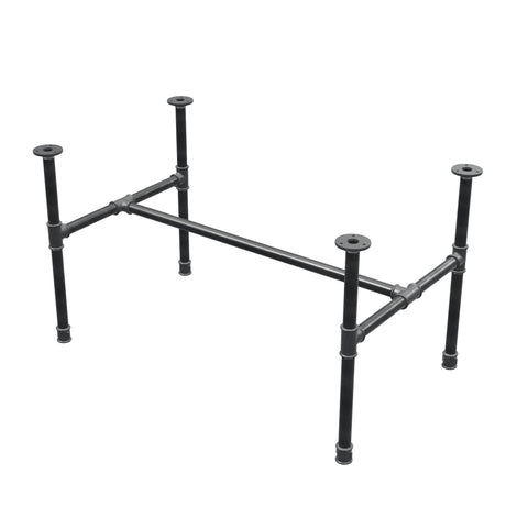 Base per tavolino industriale in ghisa, struttura a H, 91 × 55 cm, altezza 52 cm, vista di tre quarti