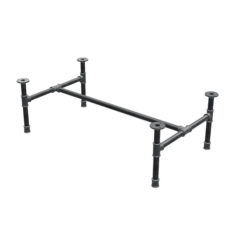 Base per tavolino industriale in ghisa, struttura a H, 96 × 55 cm, altezza 32 cm, vista di tre quarti