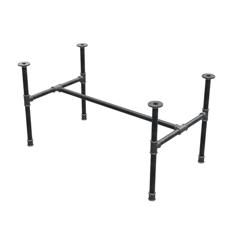 Base per tavolino industriale in ghisa, struttura a H, 96 × 55 cm, altezza 52 cm, vista di tre quarti