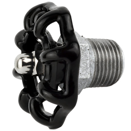 Volantino nero da 52 mm su mezzo nipplo, 1/2'' con dado in acciaio inox, raccordo in ghisa zincata