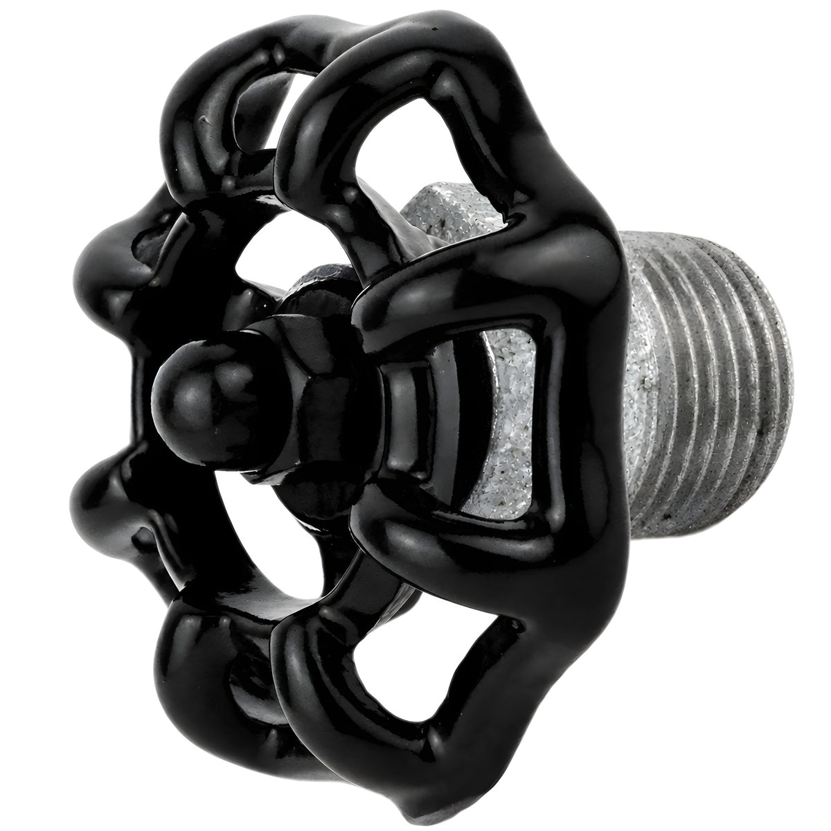 Volantino nero da 52 mm su mezzo nipplo, 1/2'' con dado nero, raccordo in ghisa zincata
