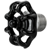 Volantino nero da 52 mm su mezzo nipplo, 1/2'' con dado nero, raccordo in ghisa zincata