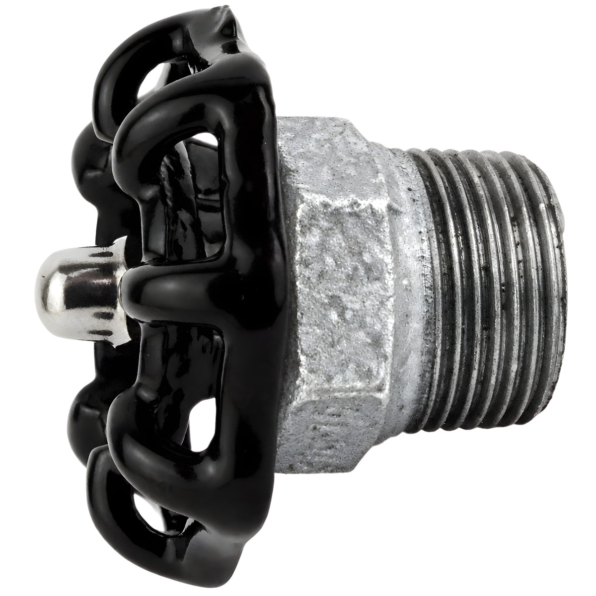 Volantino nero da 52 mm su mezzo nipplo, dado in acciaio inox, raccordo in ghisa zincata
