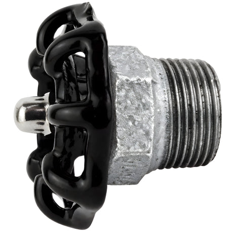 Volantino nero da 52 mm su mezzo nipplo, dado in acciaio inox, raccordo in ghisa zincata