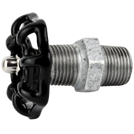 Volantino nero da 52 mm su nipplo, 1/2'' con dado in acciaio inox, raccordo in ghisa zincata