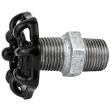 Volantino nero da 52 mm su nipplo, 1/2'' con dado nero, raccordo in ghisa zincata