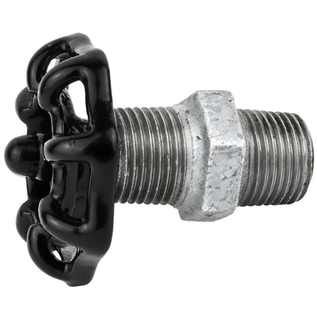 Volantino nero da 52 mm su nipplo, 1/2'' con dado nero, raccordo in ghisa zincata