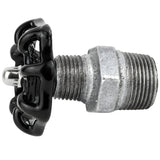 Volantino nero da 52 mm su nipplo, dado in acciaio inox, raccordo in ghisa zincata