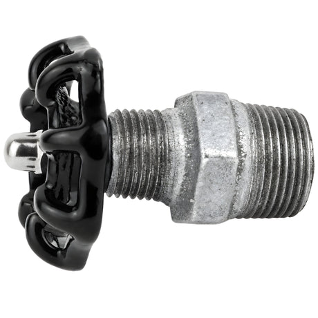 Volantino nero da 52 mm su nipplo, dado in acciaio inox, raccordo in ghisa zincata