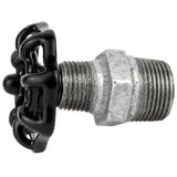 Volantino nero da 52 mm su nipplo, dado nero, raccordo in ghisa zincata