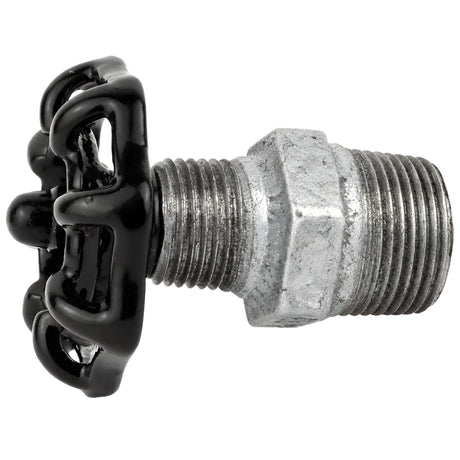 Volantino nero da 52 mm su nipplo, dado nero, raccordo in ghisa zincata
