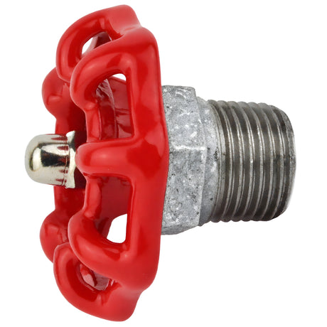 Volantino rosso da 52 mm su mezzo nipplo, 1/2'' con dado in acciaio inox, raccordo in ghisa zincata