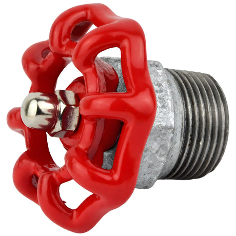 Volantino rosso da 52 mm su mezzo nipplo, dado in acciaio inox, raccordo in ghisa zincata