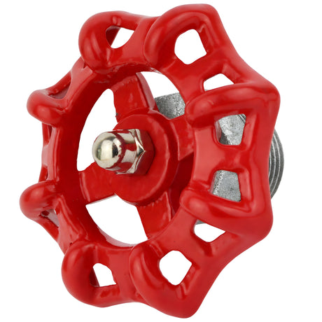 Volantino rosso da 72 mm su mezzo nipplo, 1/2'' con dado in acciaio inox, raccordo in ghisa zincata