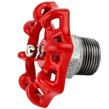 Volantino rosso da 72 mm su mezzo nipplo, dado in acciaio inox, raccordo in ghisa zincata