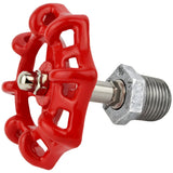 Volantino rosso su mezzo nipplo allungato, 72 mm, raccordo in ghisa zincata