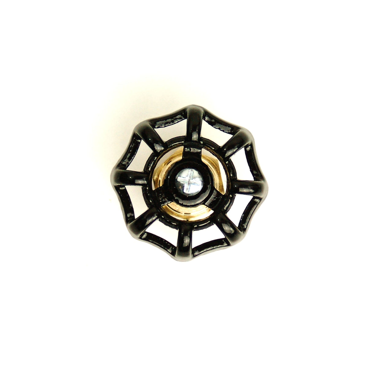 Pomello maniglia della porta con volante valvola stile steampunk nero